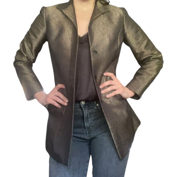 Louben black and gold snakeskin print jacket - Picture 2 of 10